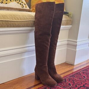 Via Spiga Brown Over-the-Knee Suede Block Heel Boots Sz 8